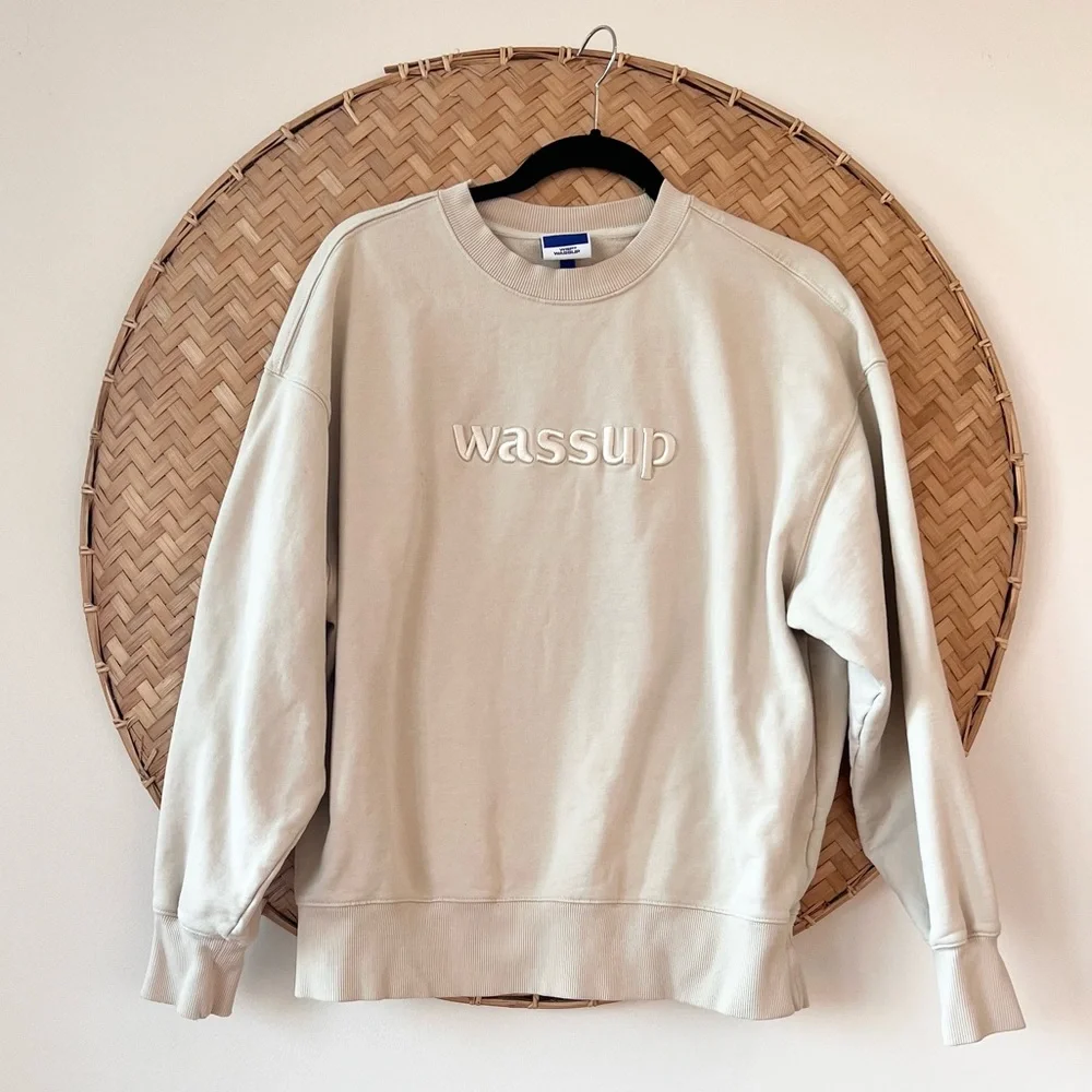 WASSUP HOUSE 3D EMBROIDERY BASIC LOGO SWEATSHIRT‎ SURF SKATER STYLE CALIFORNIA